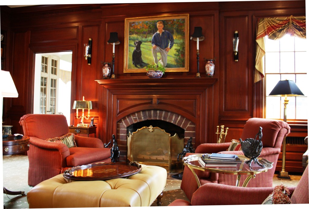 Antique Cypress Paneled Library / Family Room.