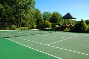 tennis courts and gazebo